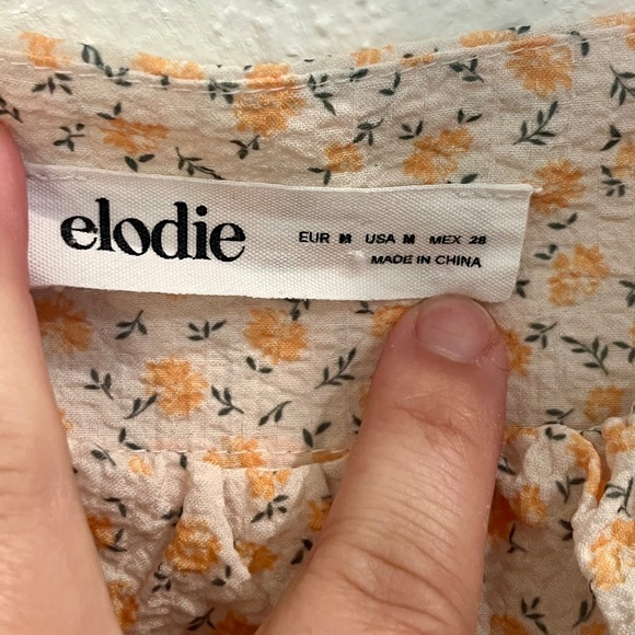 Elodie Yellow Dainty Floral Flower Balloon Sleeve Crop Top Blouse Medium - Picture 4 of 8